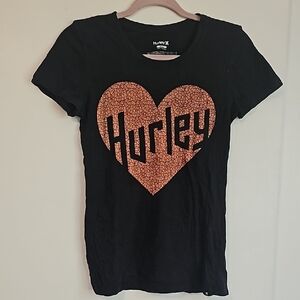 Hurley Black T-Shirt with Orange Heart